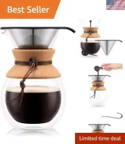 34oz Pour Over Coffee Maker, High-Heat Borosilicate Glass with Reusable Stain...