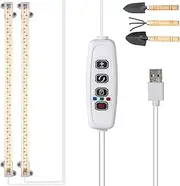 LED Grow Lights Strips Full Spectrum Warm Light for Indoor Plants, 96 LEDs with 3/9/12H Timer, 4 Install Methods, 3 Switch Modes for Seedling Succulent Hydroponics (2 Strips Without Adapter)