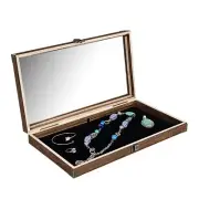 Neuxi Wooden Tempered Glass Jewelry Display Case with Black Velvet Pad