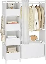 Portable Closet，Free Standing Wardrobe Closet with Hanging Rod and Curtain，Clothes Storage Organizer, for Cloakroom, Bedroom，40.55 x 16.73 x 65.35Inches，White
