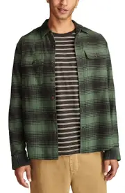 Lucky Brand Plaid Cloud Soft Flannel Button-Up Shirt in Olive Multi at Nordstrom, Size Medium R