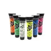 6 x 15ml UV Neon Fabric Paints With Free Blacklight