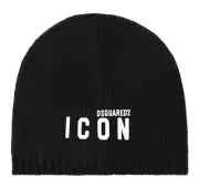 DSQUARED2 ICON LOGO WOOL/CASHMERE BEANIE HAT MADE IN ITALY KNM012405M06760M063