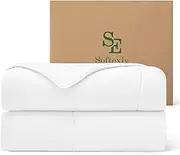 SE SOFTEXLY® Cooling Comforter King Size, All Season Lightweight Summer Blanket for Hot Sleepers & Night Sweats, Breathable Soft Bedding, Silk Smooth Finish, 108"x90", Snow White