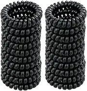 Leenchiry 20 Pieces Coil Hair Ties Traceless Spiral Hair Ties No Crease Phone Cord Hair Ties Waterproof Ponytail Holder 2.15inch No Damage Elastic Hair Bands Hair Accessories for Women Girls (Black)
