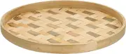 Flat Fruit Basket Flat Wicker Round Basket Flat Round Storage Basket Tray for Fruit Vegetables Snack Shallow Tray (Color : Khaki, Size : 22X22X2CM)