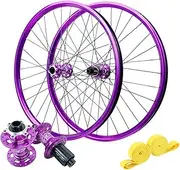 ZECHAO Mountain Bike 26/27.5/29in Wheelset,32 Holes Thru Axle Front 15 * 110mm Rear 12 * 148mm 4 Bearings Six Nail Disc Brake Cycling Wheels Wheelset(Purple-HG,26inch)