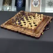 Chess Backgammon Checkers, Wooden Game Board, Exclusive Full Chess Set, IN STOCK