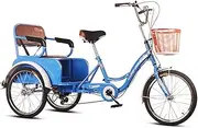 3 Wheels 20inch Adult Tricycle 6 Speed Three Wheel Trike Bike with Basket Manned Back Seat for Shopping Exercise for Seniors Men Women Bicycle Bell Cycling Pedalling