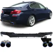 For BMW F10 F11 2010-2017 Rear Diffuser Bumper Black Gloss + Tail Pipes Titanium