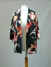River Island Black Floral Spot Longline Blazer Size 12 uk Rrp £60 CR013 BB 03