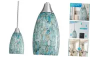 Pendant Light, Hand Blown Hanging Light Fixture, Adjustable Brushed Nickel