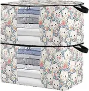 sanluoli 90L 2 Pack Under Bed Boot Storage with Reinforced Handles, clear window Sheets Organizer For Closet