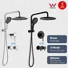 ACA 10" Rain Shower Head Set Gooseneck Chrome Black Mixer Taps Round Wall