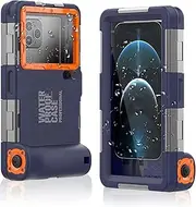 ShellBox Case Diving Case 2nd Gen for iPhone16 Pro Max/16 Pro/16 PLUS/16/15 Pro Max/Samsung Galaxy Series, Universal Phones[4.9-6.9 Inch],Snorkeling[15m/50ft] Full Body Protector(Blue-Orange)