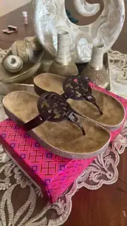 NIB TORY BURCH $228 MILLER CLOUD BLACK FLIP FLOP THONG SANDAL