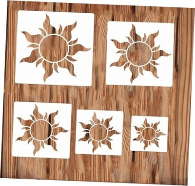 5PCS Sun Stencils for Painting on Wood Wall Reusable Boho Sun Stencils for