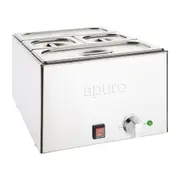 Apuro Bain-Marie with Pans 2x1/3 & 2x1/6 Pans 150mm Deep Inc Lids - Portable Bain Maries (FT691-A) - FT691-A