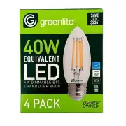 Greenlite 40W Equiv LED 4W Dimmable B10 Chandelier Bulbs-4 Pk 2700K soft white