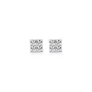 9ct Gold Diamond Miracle Set Square Shape Stud Earrings