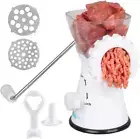 Manual Meat Grinder - Mincer W 2 Stainless Steel Plates, Sausage Attachment, Pre