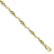 Lex & Lu 10k Yellow Gold Completed Fancy Diamond/Peridot Bracelet