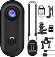 bayehngs 64GB Mini Thumb Action Camera, Wearable Small Body Camera, Portable Vlogging Camera, Hands-Free POV Camcorder for Cycling, Diving, Travel, and Outdoor Adventures