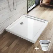 Rectangular Durable Solid Acrylic Fiberglass Shower Base White, 900 x 800mm / Sliver (Chromed-plating)
