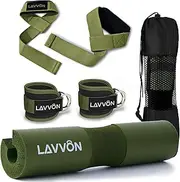 Squat Pad Set - Foam Barbell Pad for Squats Cushion, Lunges & Bar Padding for Hip Thrusts - Standard Olympic Weight Bar Pad - With Ankle Straps, Wrist Straps for Weightlifting