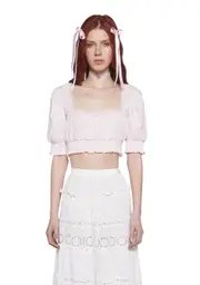 [Sugar Thrillz] Wistful Memories Peasant Crop Top