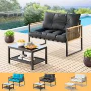 ALFORDSON 2PCS Outdoor Lounge Sofa Set Wicker Furniture Table and Chairs Garden
