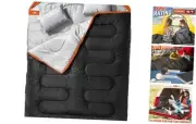 Double Sleeping Bag for Adults Mens with Double (90.6in*61in) Black&Orange