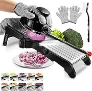 MASTERTOP Adjustable Mandoline Food Slicer Vegetable Slicer Fruit Cutter Stainless Steel Kitchen Julienne Slicer for Kitchen Waffle Fry Cut Potato Chip Vegetable Onion Cheese French Fry
