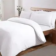 Sleepdown Jersey Melange White Warm Cosy Easy Care Plain Yarn Dyed Duvet Cover Quilt Bedding Set with Pillowcases-Double (200cm x 200cm), Polycotton