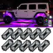 10Pod RGB LED Rock Light Underglow Lamp Offroad Truck ATV Bluetooth APP Control