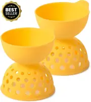 Silicone Egg Poacher 2 Pack Quick Cooking Yellow One Size