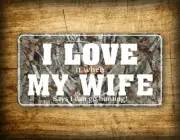 Funny Camo Hunting and Wife License Plate Hilariously Subtle Camouflage Auto Tag
