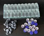 20Pcs 10mL Clear Glass Bottle Storage Vials w/ Stopper Flip Off Seals Aluminum