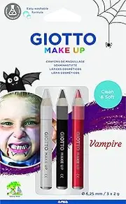 GIOTTO Kids Halloween & Dress Up Vampire Make-Up Pencils Set in White, Black & Red