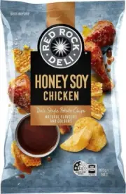 3x Red Rock Deli Honey Soy Chicken Potato Chips Share Packs 165g