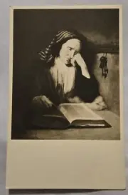 Vintage Postcard Old Woman Dozing over a Book, Gallery of Art Washington DC 119
