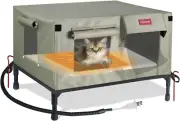 Heated Outdoor Cat House Weatherproof&Insulated Feral Cat House Outdoor Cats She