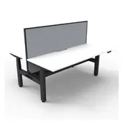 2Person Workstation With Screen And Cable Tray Natural White And Black