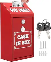Donation Box With Lock | Lockable Storage Case | Small Money Organizer | Wall Mount Nasality Drop Bin Includes Key | Secure Metal Collection Pouch For Cash, Fundraising, Suggestions, Business, Charity