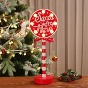 Christmas LED Road Sign Table Light Decorations Light up Room Christmas Santa Stop Decor