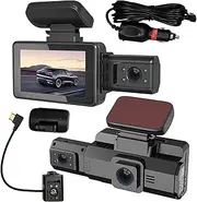 2 Channel Dashboard Cam,3 Inch Front Rear Car Camera for Dashboard - Vehicle Loop Recording for Driving Safety 24H Parking Mode Wide Angle for Men, Women