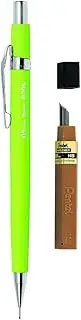 Pentel P200 Series Mechanical Pencil 0.5mm Fluoro Light Green Barrel + Super Hi-Polymer Refill Leads 0.5mm HB Grade (YP205FK-HB)