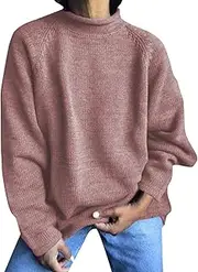 [Generic] Mens Zip Cardigan Tops for Women Warm Mock Neck Knit Pullover Long Sleeve Loose Jumper Tops Spring Basic Solid Color Knitwear Fluff Yeah Slide