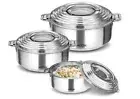 Milton Thermosteel Galaxia Insulated Casseroles, Set of 3, Silver