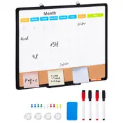 VEVOR 24"x18" Monthly Calendar Whiteboard & Cork Board Combo with Aluminum Frame